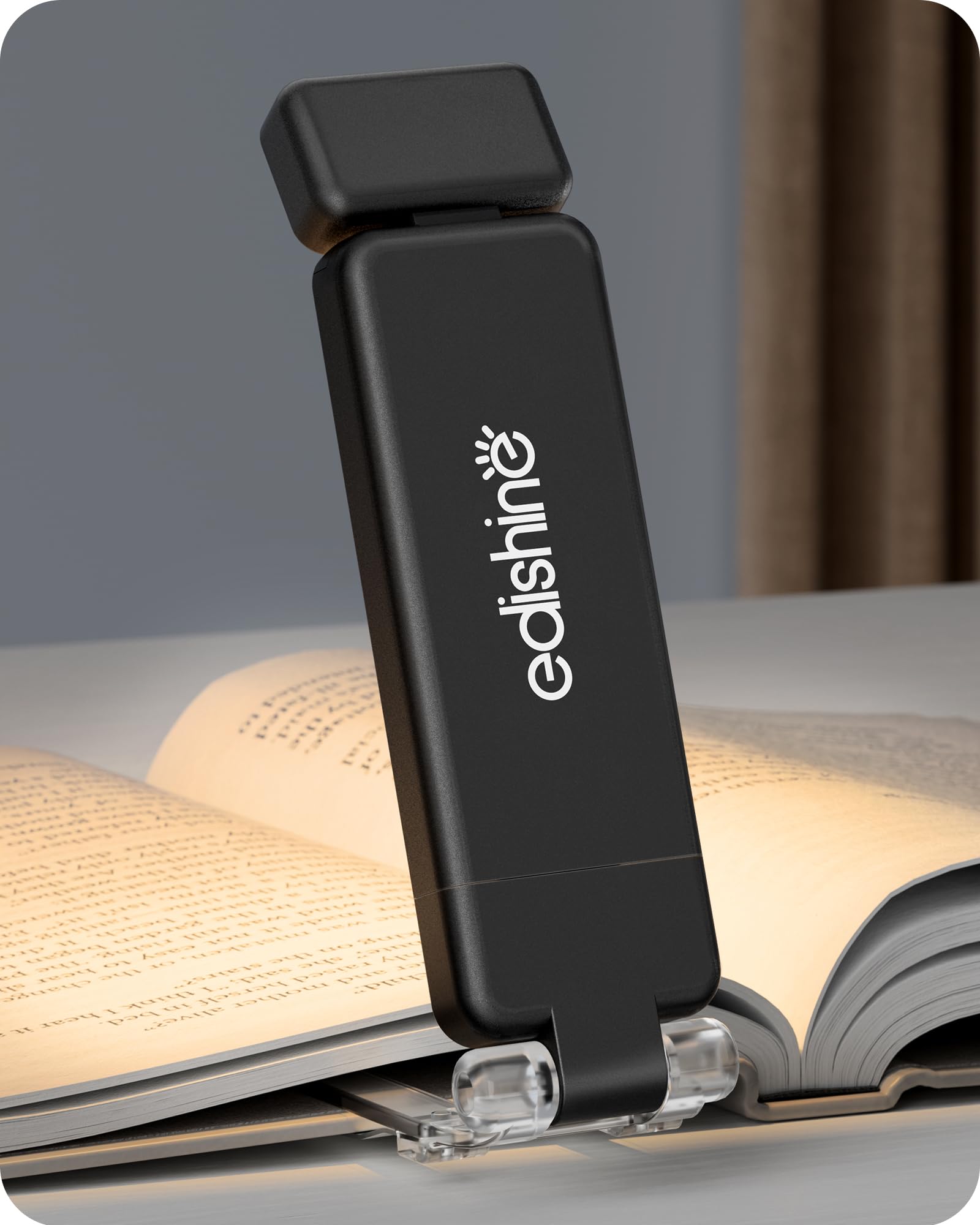 EDISHINE Book Light for Reading at Night, 3 Colors & Stepless Dimming Brightness, USB Rechargeable, LED Bookmark Lamp in Bed with Memory Function, Clip on Booklight for Bookworms Kids