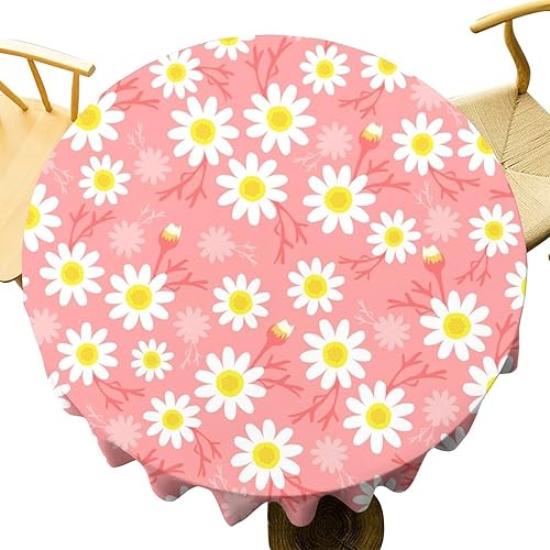 Miniatura 871 de Mantel floral hippie, diseño retro de los años 70, naranja, rosa, azul, floral, bohemio, estampado estético de margaritas, para fiesta, picnic