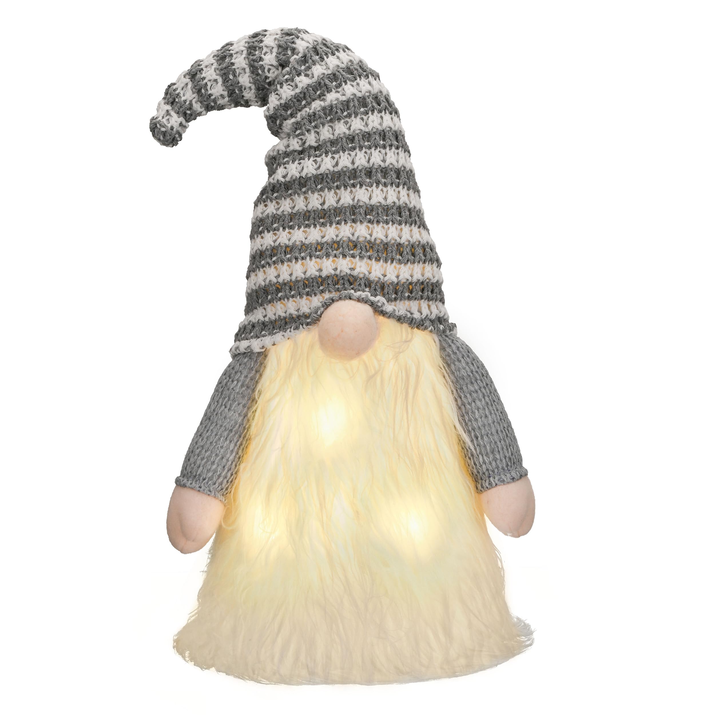 Valery Madelyn Décoration de sommet de sapin de Noël, nain nodique avec étoile grise et blanche de 41,9 cm, avec 3 lumières LED chaudes, boîte à piles minuteur (piles non incluses), parfait pour un
