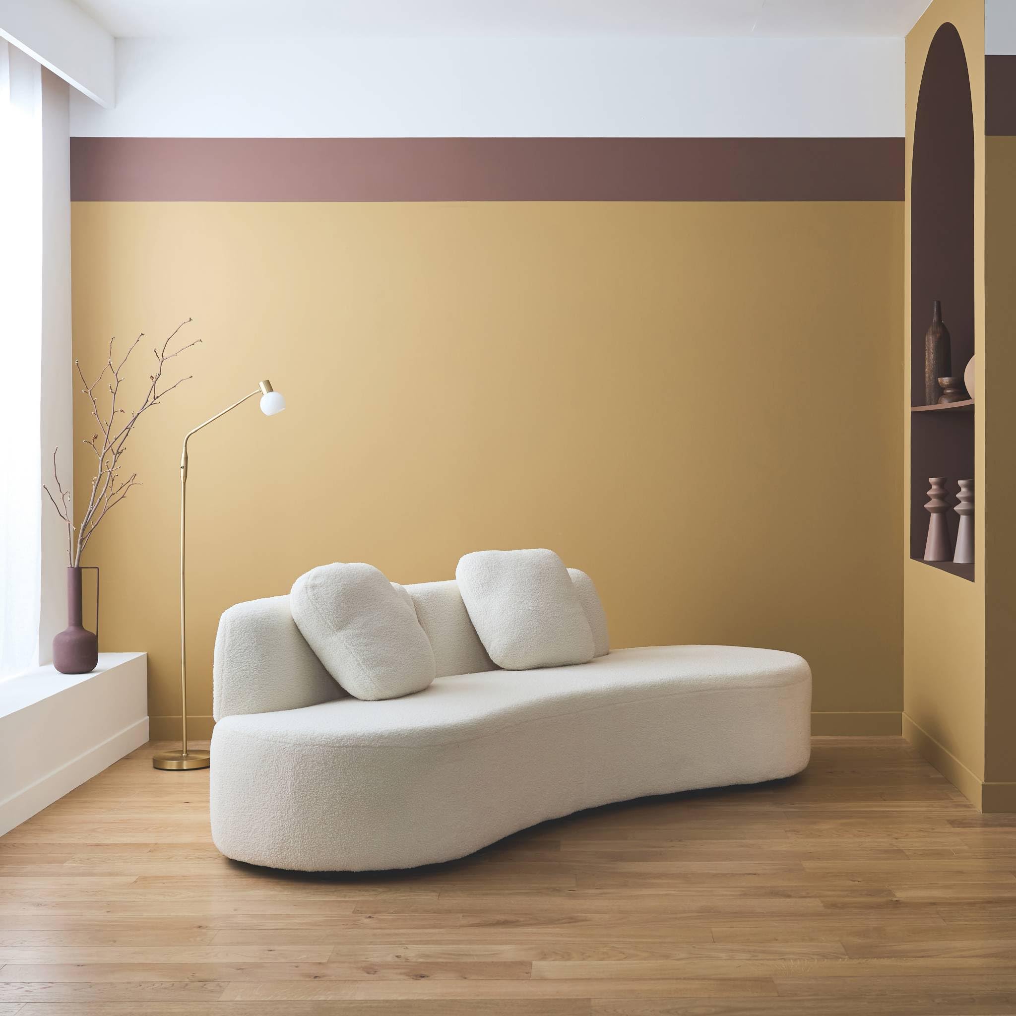 3 Sitzer-Sofa, mit organischer Komma-Form und Bouclé-Bezug - WAVE B 232 x T 97 x H 68cm