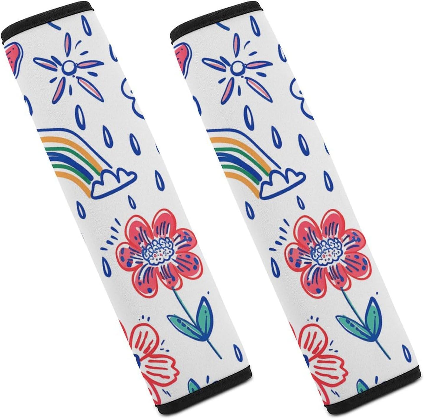 2 PCS Super Soft Car Seat Belt Pad, Cute Pastel Style Drawing Printed Waterproof Sweat-Absorbing Seat Belt Covers Backpack Shoulder Pad for All Car Seats Baby Strollers