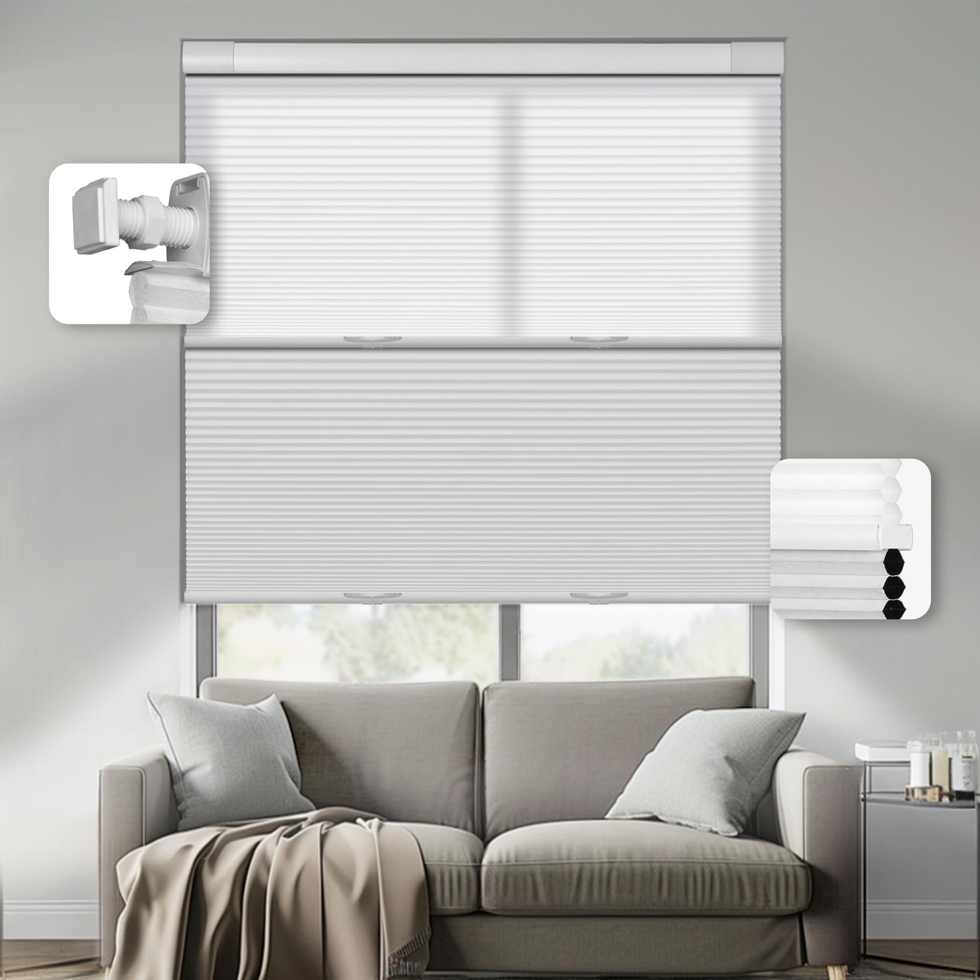 Amazon.com: HOTSOON No Drill No Tools Day Night Cellular Shades