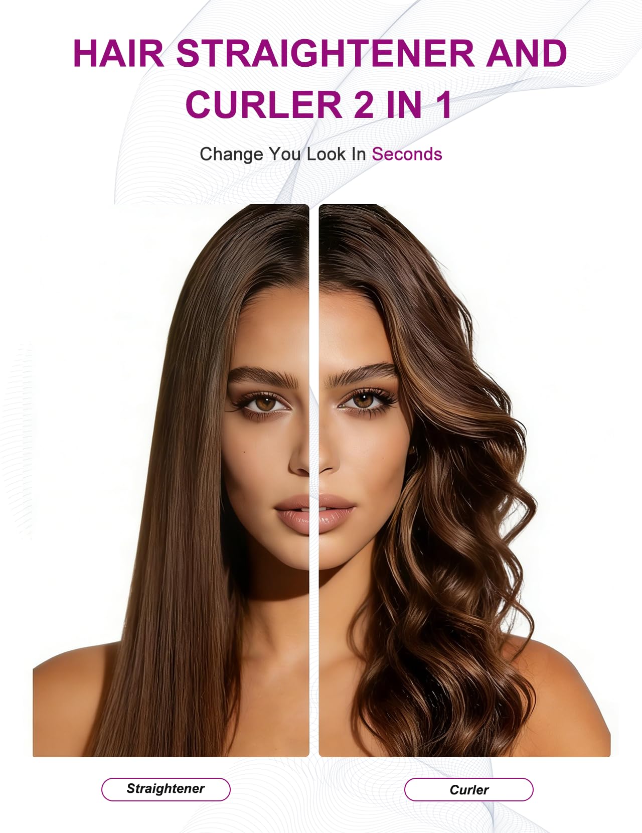 Glätteisen Locken und Glätten 2 in 1: LANDOT Haarglätter Lockenstab - Geschwungene Stylingplatten zum Glätten Locken Wellen - Verstellbarer Temperatur 120℃-230℃