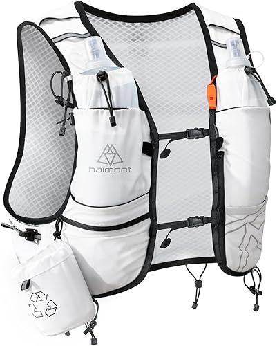 Miniatura 8 de Haimont Chaleco de hidratación para correr con botellas de agua para mujeres y hombres, mochila de agua ligera ajustable de 8 litros con frascos