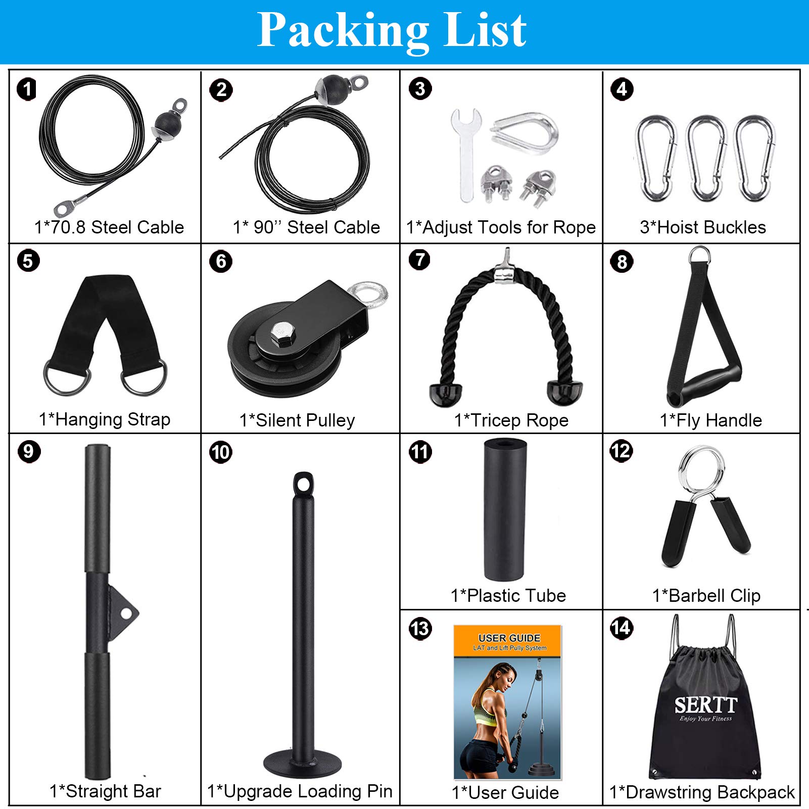 Workout Bench Squat Rack Pulley Cable Machine Attachments System