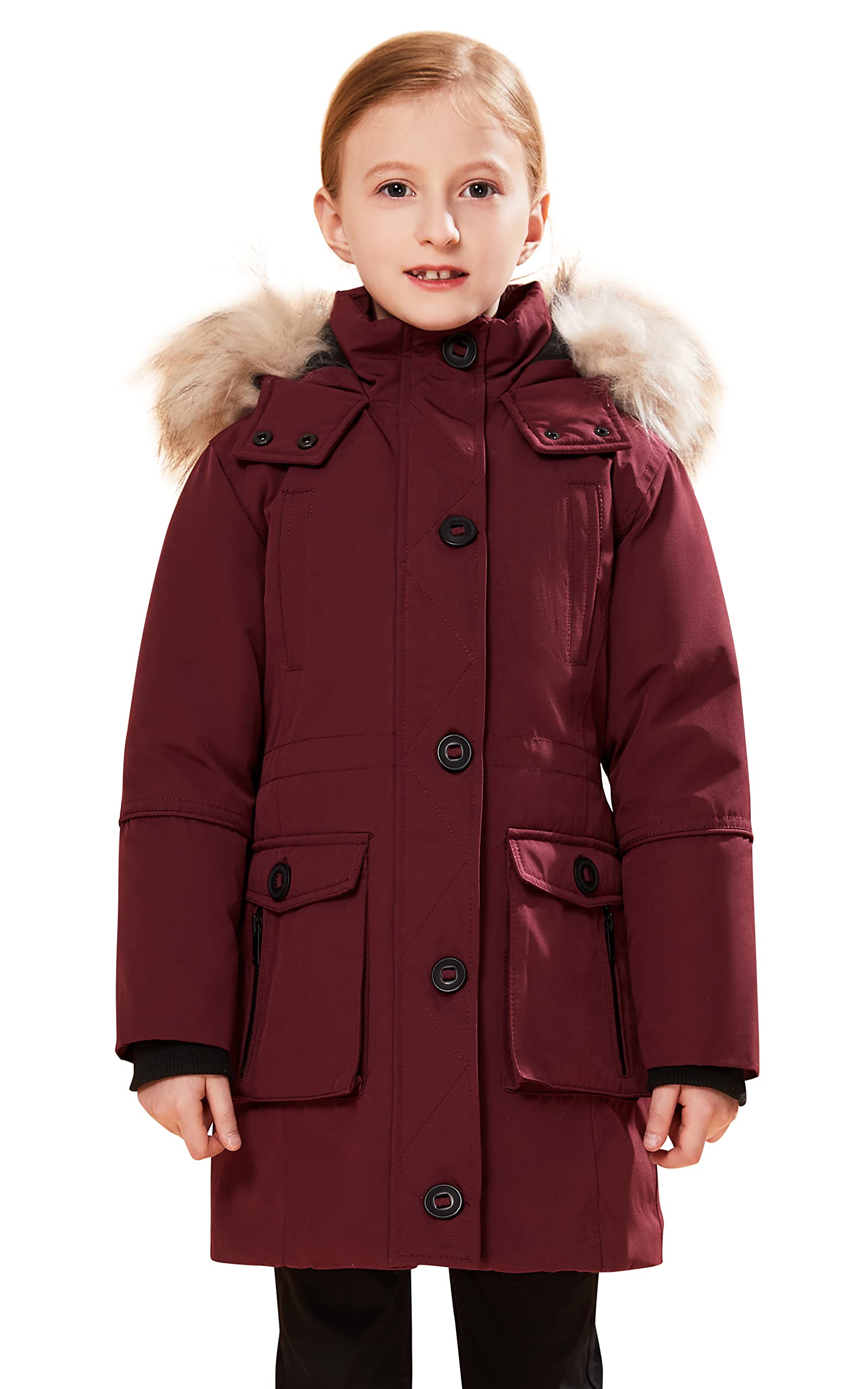 Doudoune Hiver Imperméable Maoo Garden Pour Filles/adolescentes - Avec Doublure Polaire, Lourd Et Chaud, Poches Fourrées - 9