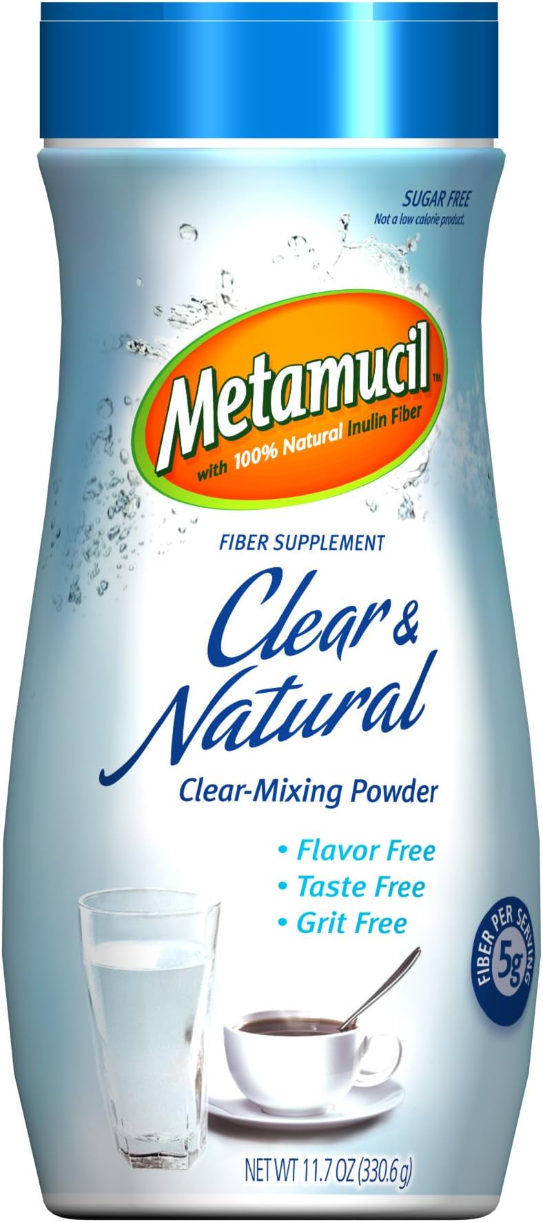 Metamucil Inulin Clear & Natural Clear-Mixing Fiber Powder 57 Servings 11.7 Oz