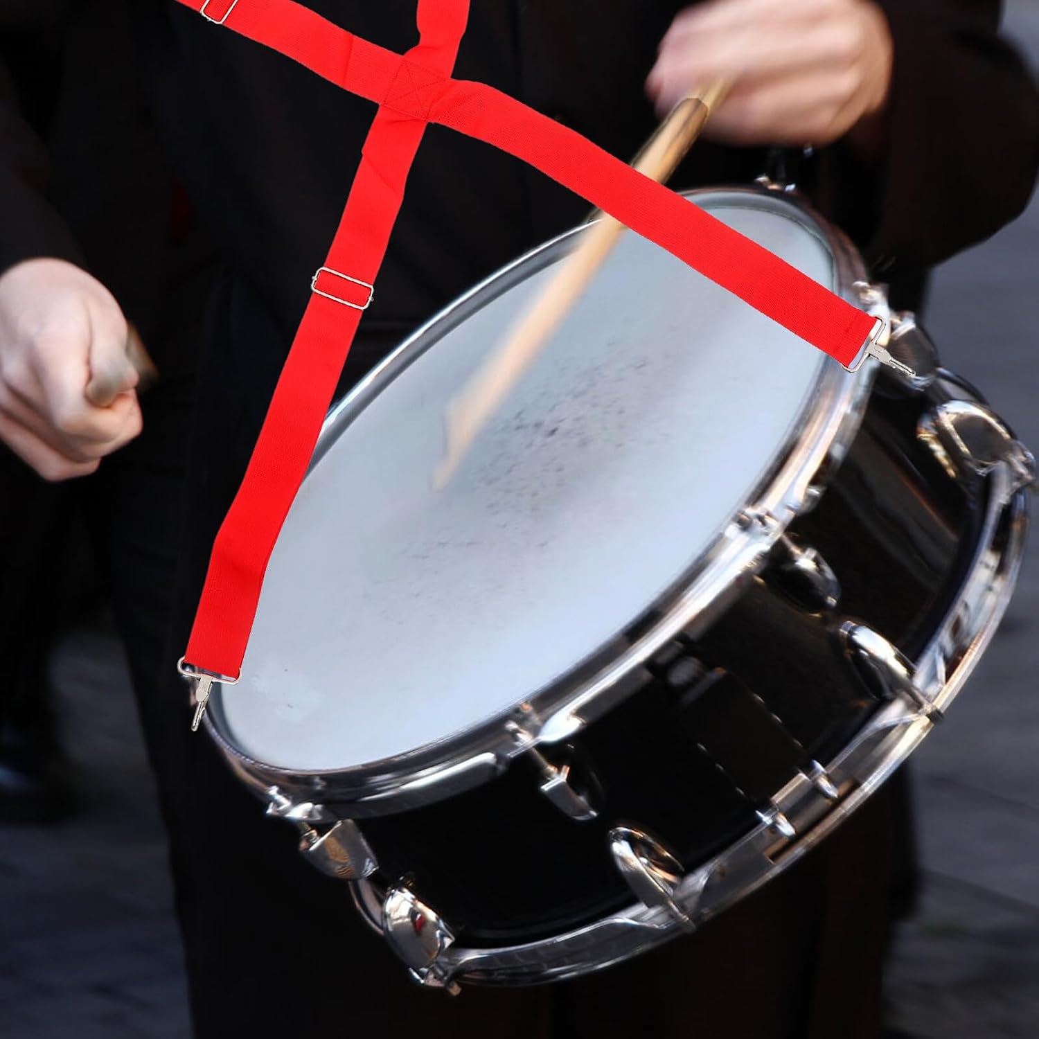 ABOOFAN Adjustable Marching Snare Drum Strap Thick Wide Shoulder Sling with Hooks for Parade Performance and Routine Use