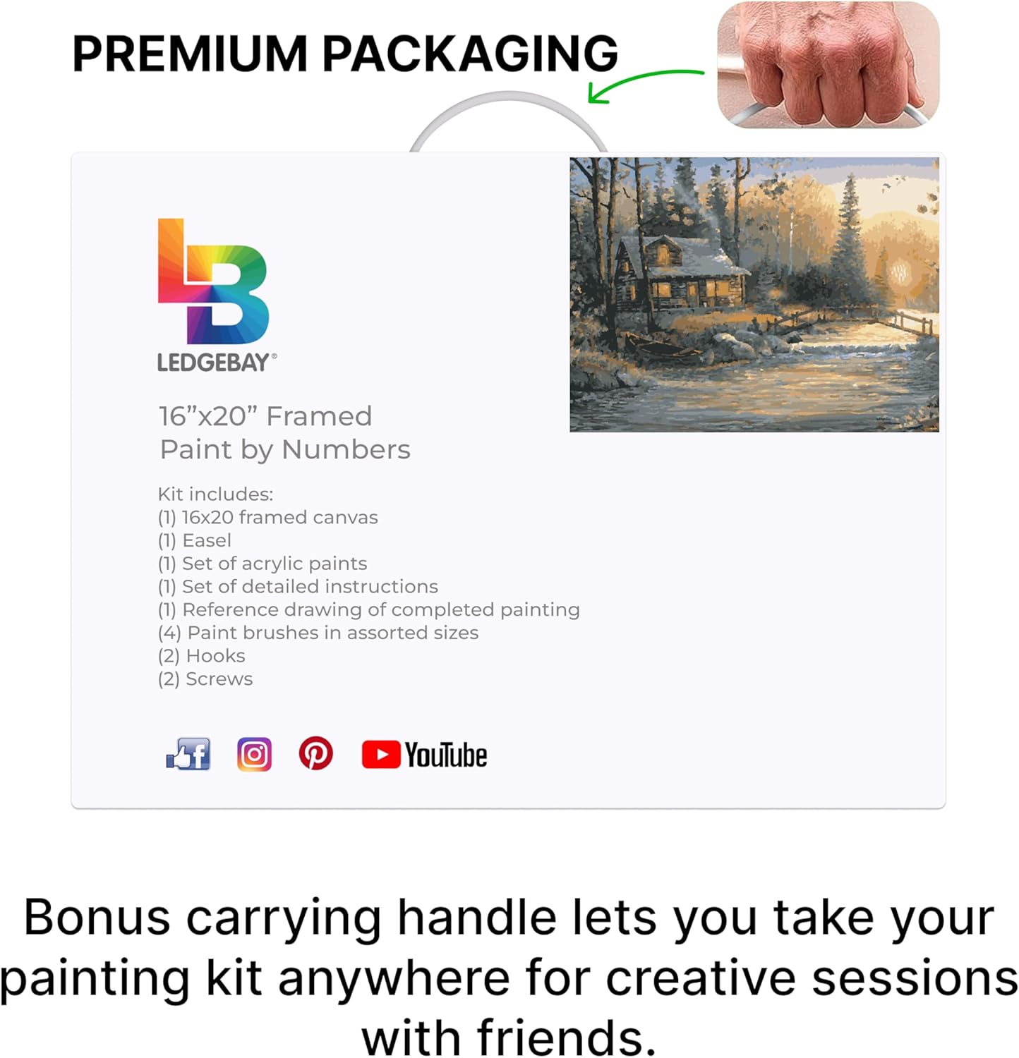 Ledgebay DIY Paint by Numbers Kit for Adults Framed Canvas Beginner to Advanced Paint by Numbers Kit Kits Include Acrylic Paint Set Brushes Tabletop Easel (Mystic Hour 16"x20" Framed)