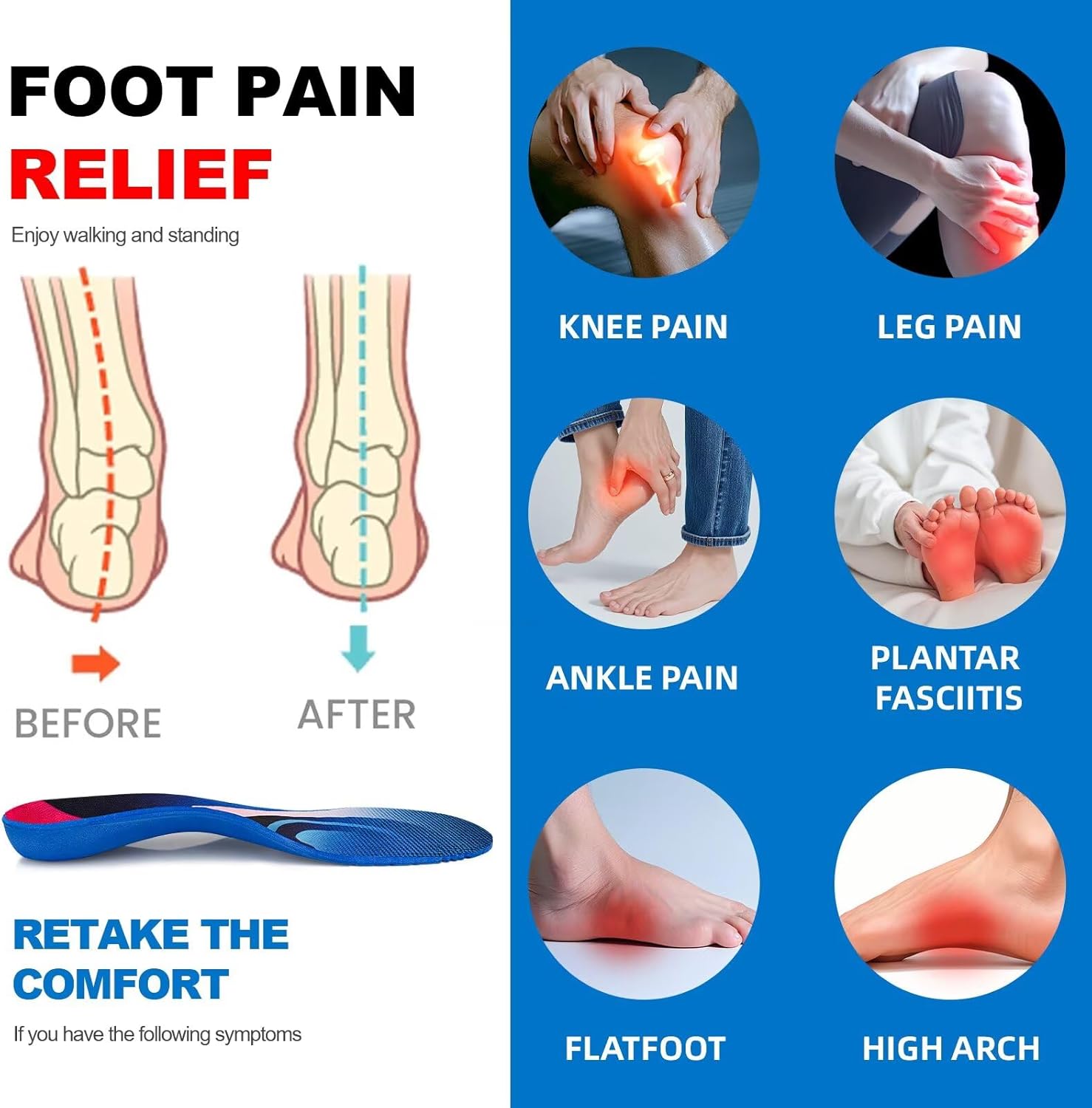 Heavy Duty Arch Support Insoles for 240lbs+ – Orthotic Inserts for Plantar Fasciitis, Foot Pain Relief, Breathable & Shock Absorbing for Men & Women, Work Boots & Sneakers(M6-6.5/W8-8.5) - Image 2