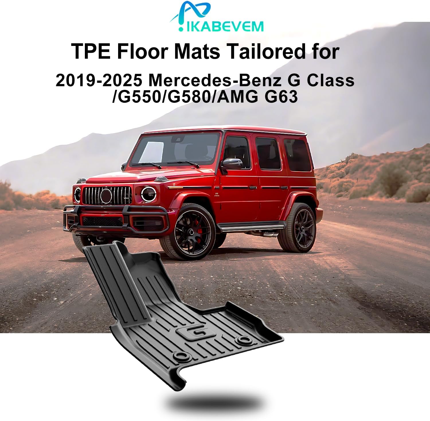 Original Floor Mats & Trunk Mat for 2019-2024 2025 2026 Mercedes-Benz G Class/G550/G580/AMG G63 SUV Accessories - Custom Fit All Weather TPE Floor Liners 1st & 2nd Row & Trunk Mat, Black 2019-2026 G Class Floor Mats & Cargo Liner