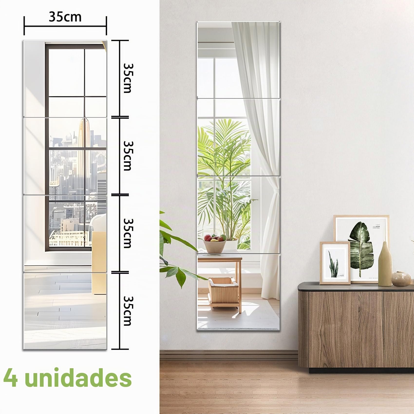 Espejos Espejo Decorativos Decorativo Decorativos Adhesivos de Habitacion Pared Sin Marco Salon Pared Bathroom Mirror Wall Grande Espejo para Salon Pasillo Comedor (‎35 X 35 Cm, 4 Stück 07)