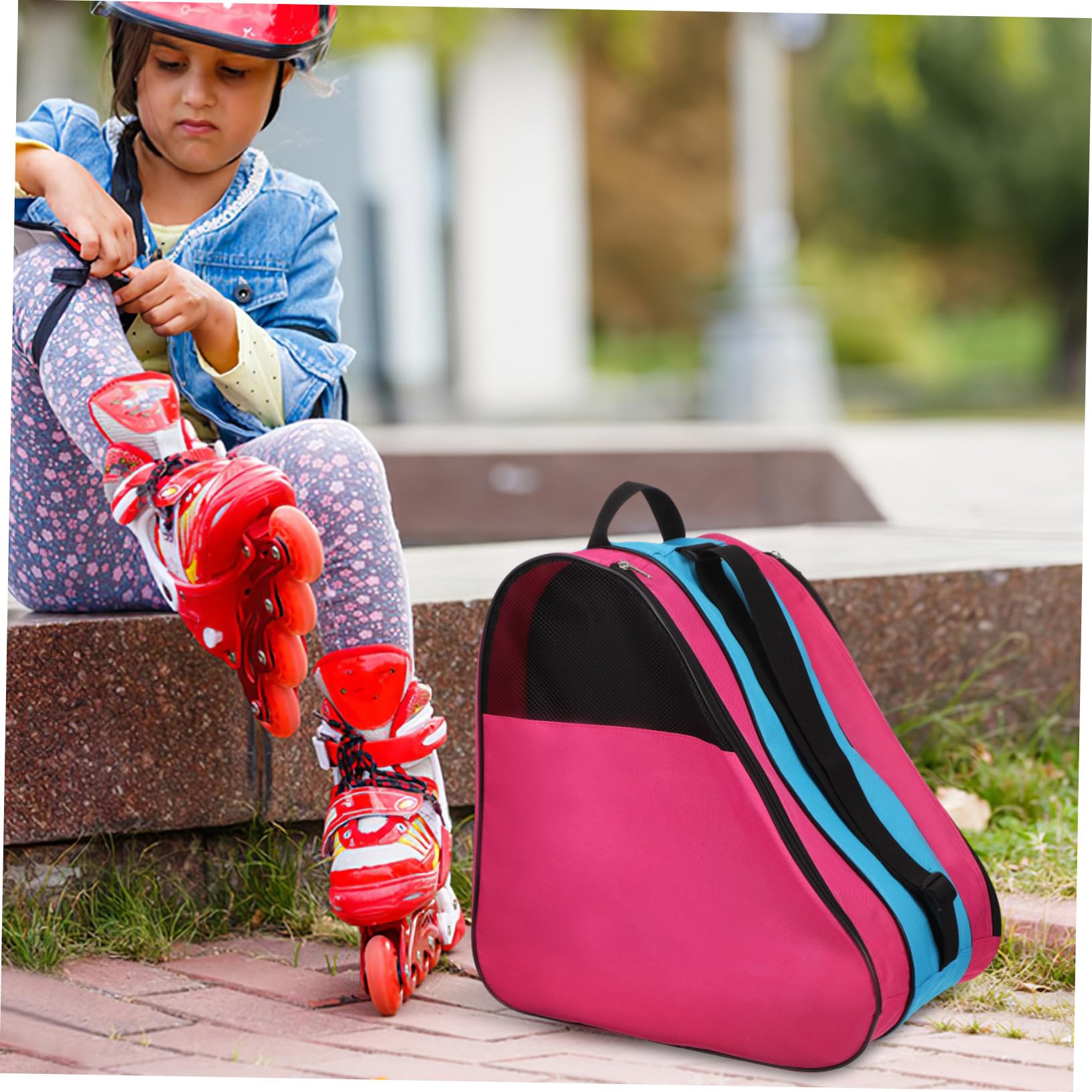 Abaodam Rollschuhtasche Für Junge Mädchen Dreieckige Schlittschuhtasche Zum Tragen Von Rollschuhen Und Schutzausrüstung Für Sicheren Transport