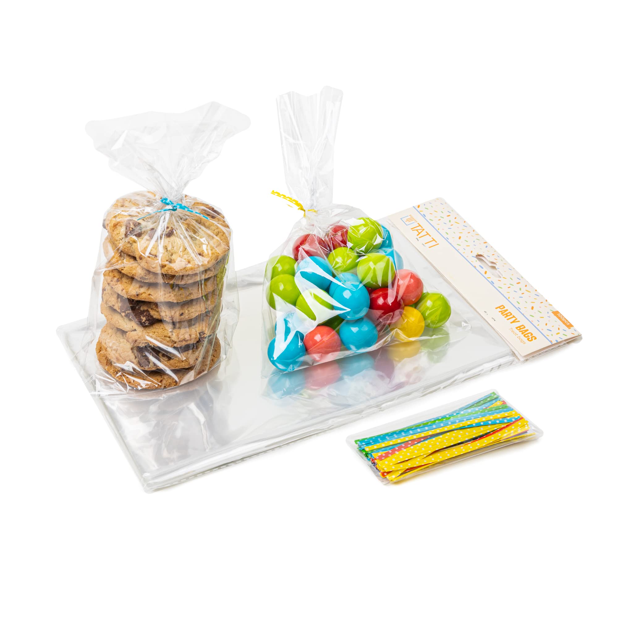 200 bolsas de celofán de plástico transparente [6 x 10] – Bolsas de recuerdo de fiesta | lazos giratorios de 4 pulgadas | Bolsas de galletas | Bolsas de dulces | Bolsas de regalo transparentes |