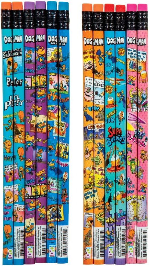 Raymond Geddes Dog Man Pencils With Erasers (Pack of 36) : Toys & Games