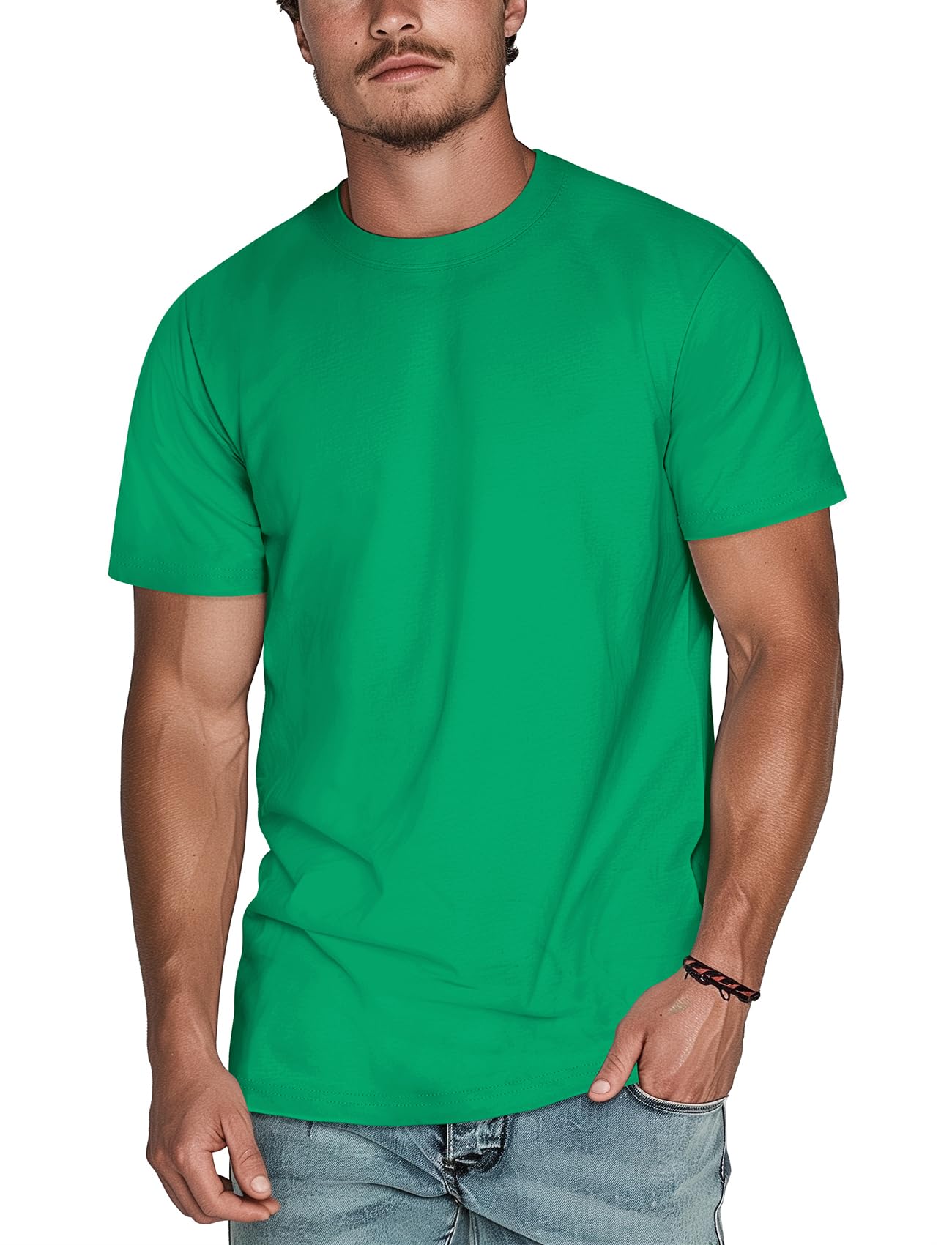 Mens Crewneck T Shirts Relaxed Plain Soft Triblend Basic Tees