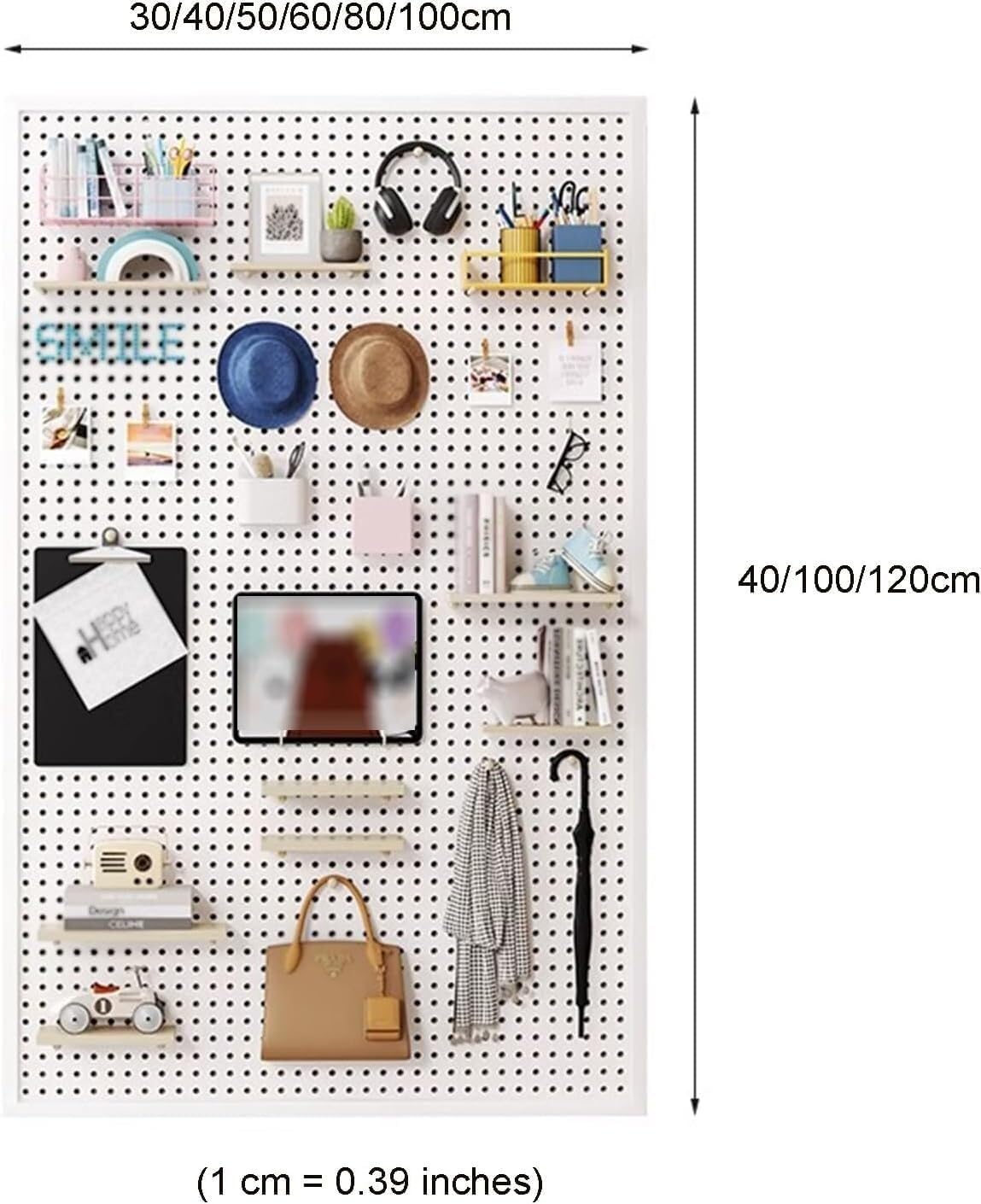 Pegboard Tool Organization Panels Metal Peg Board Tool Organization Storage System Pegboard Wall Organizer Kit for Workbench Garage Shop(100x30cm)