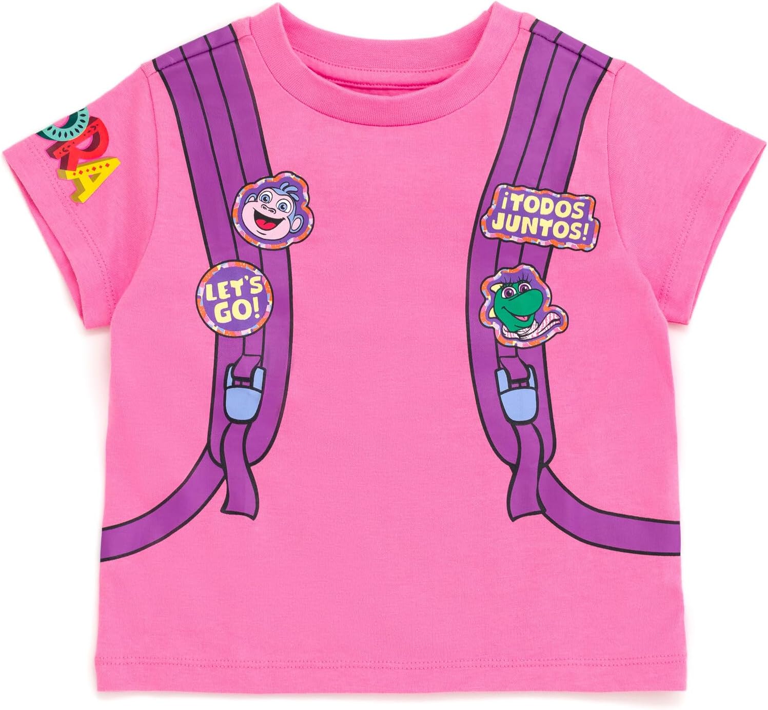 DORA Nickelodeon Girls Cosplay T-Shirt & French Terry Shorts Outfit Set Toddler to Little Kid Sizes (2T - 7-8) 7-8 Pink / Orange image 5 of 7 B0DGB8BD82