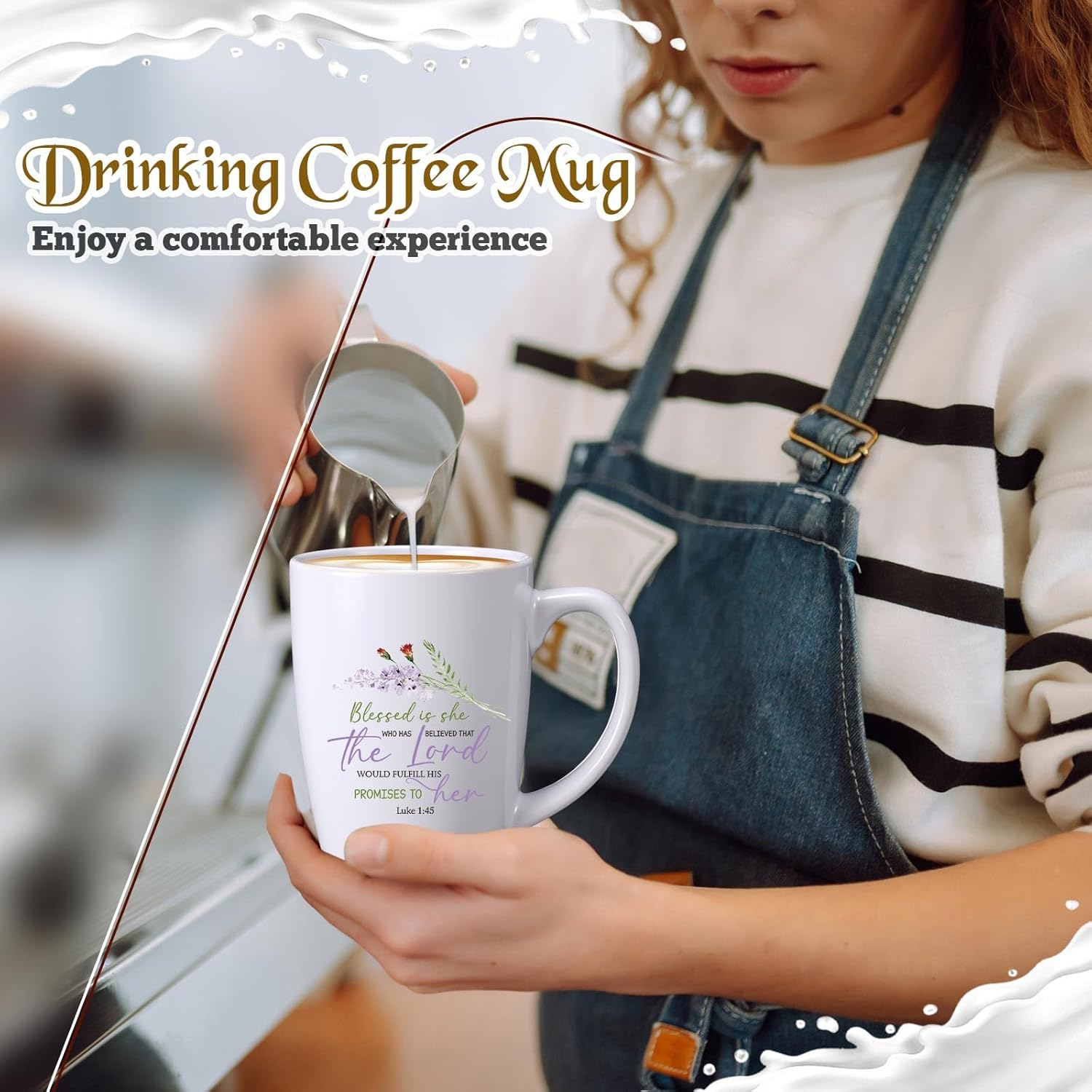 12 Pcs Mother's Day Christian Coffee Mug Gifts Set for Women Men 12oz Bible Verses Ceramic Cup Religious Coffee Mugs for Pastor Family Church Party Favors Gifts, No Dishwasher(Flower)