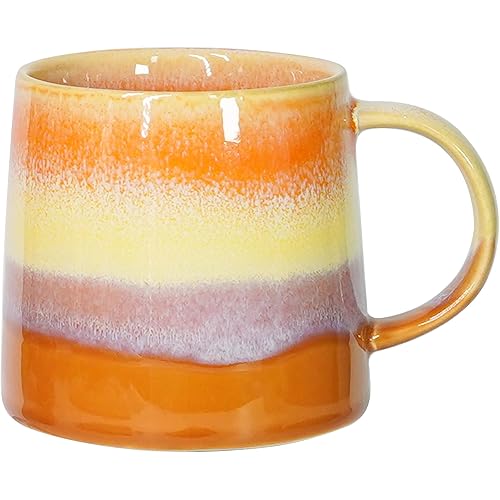 Large Ceramic Coffee Mugs, 20 oz Handmade Pottery Mug, Big Tea Cups with Handle for Office and Home, Dishwasher and Microwave Safe (Orange)