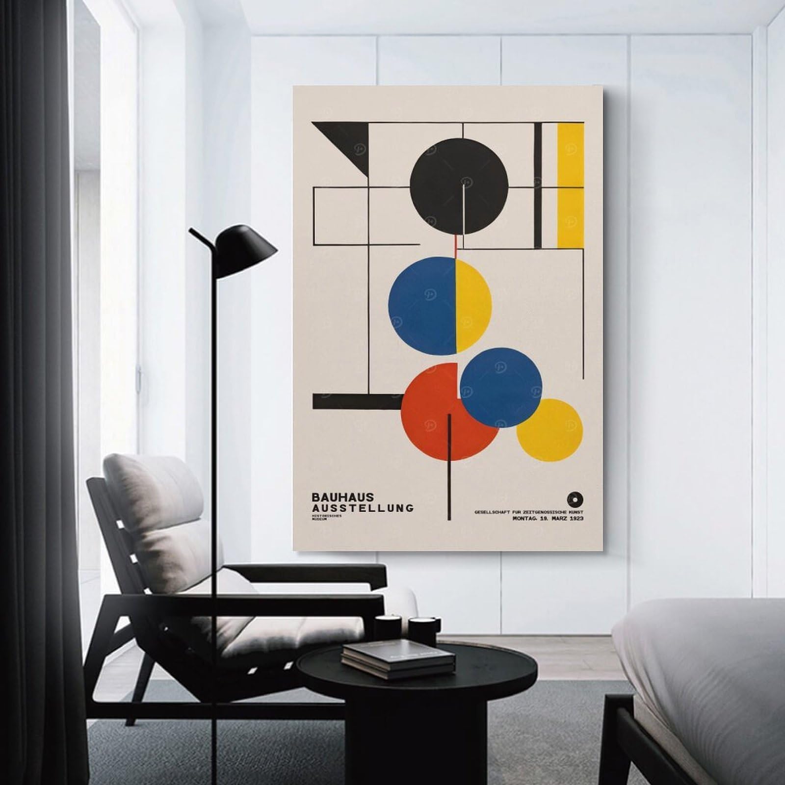 Junmoney Bauhaus Geometric Art Wall Art Print, 24x36inch(60x90cm), for Lounge Decor, Bedroom Walls Or Flats, Decorative Artwork for Empty Walls