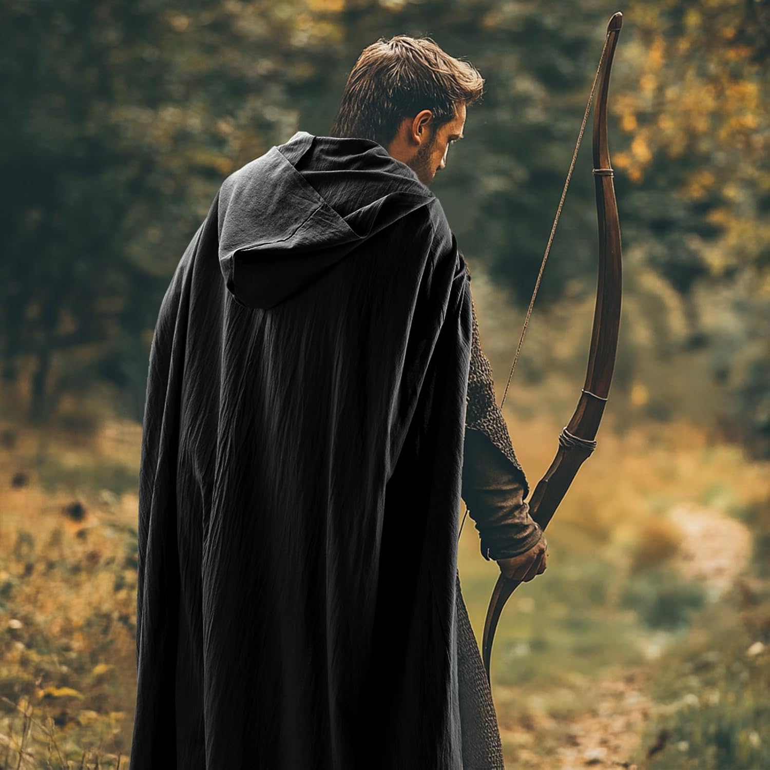 Ibeauti Renaissance Hooded Cloak Cotton Cloak Halloween Medieval Costume Cape Women Men - Image 5