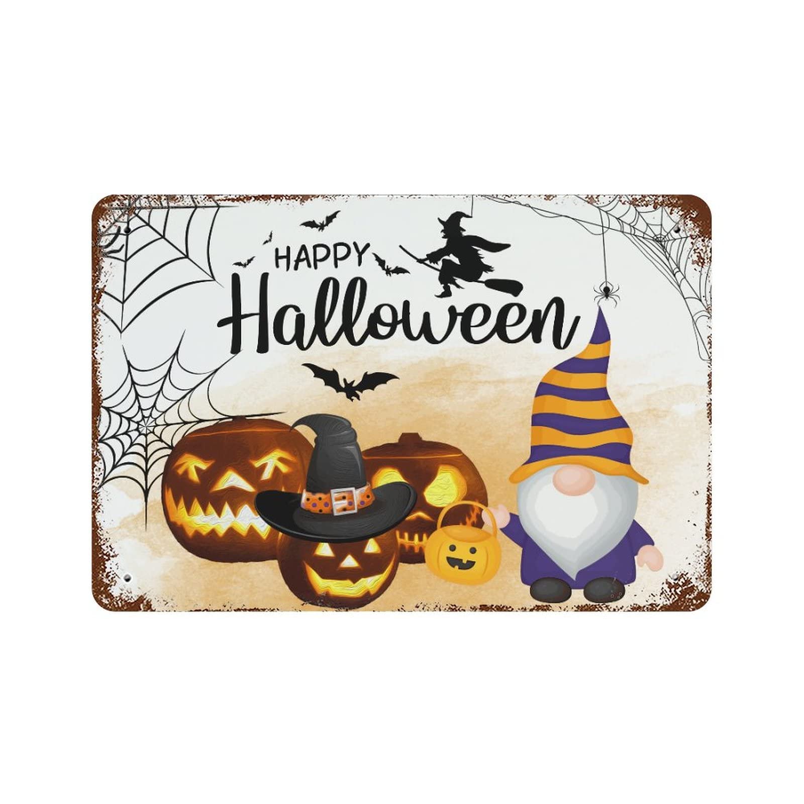 Panneau Happy Halloween citrouille pour entrée de maison hantée accueillante