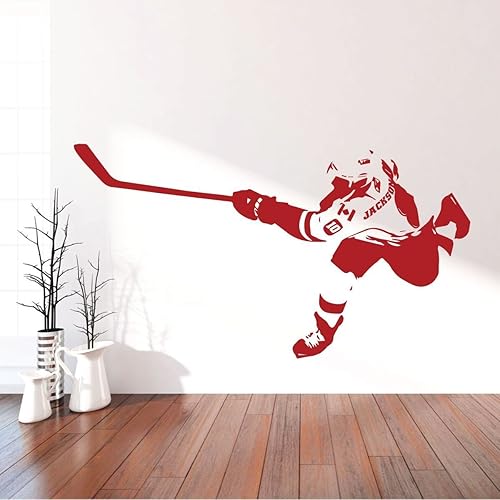 Miniatura 3 de Hockey Wall Decor - Personalized Player Shooting Puck - Vinyl Sticker For Teen, Boy's Bedroom or Playroom - Sports Decorations