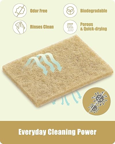 Miniatura 2 de Almohadillas naturales para fregar, paquete de 12 almohadillas de sisal antiarañazos, limpiadores ecológicos para limpieza de cocina, platos y ollas