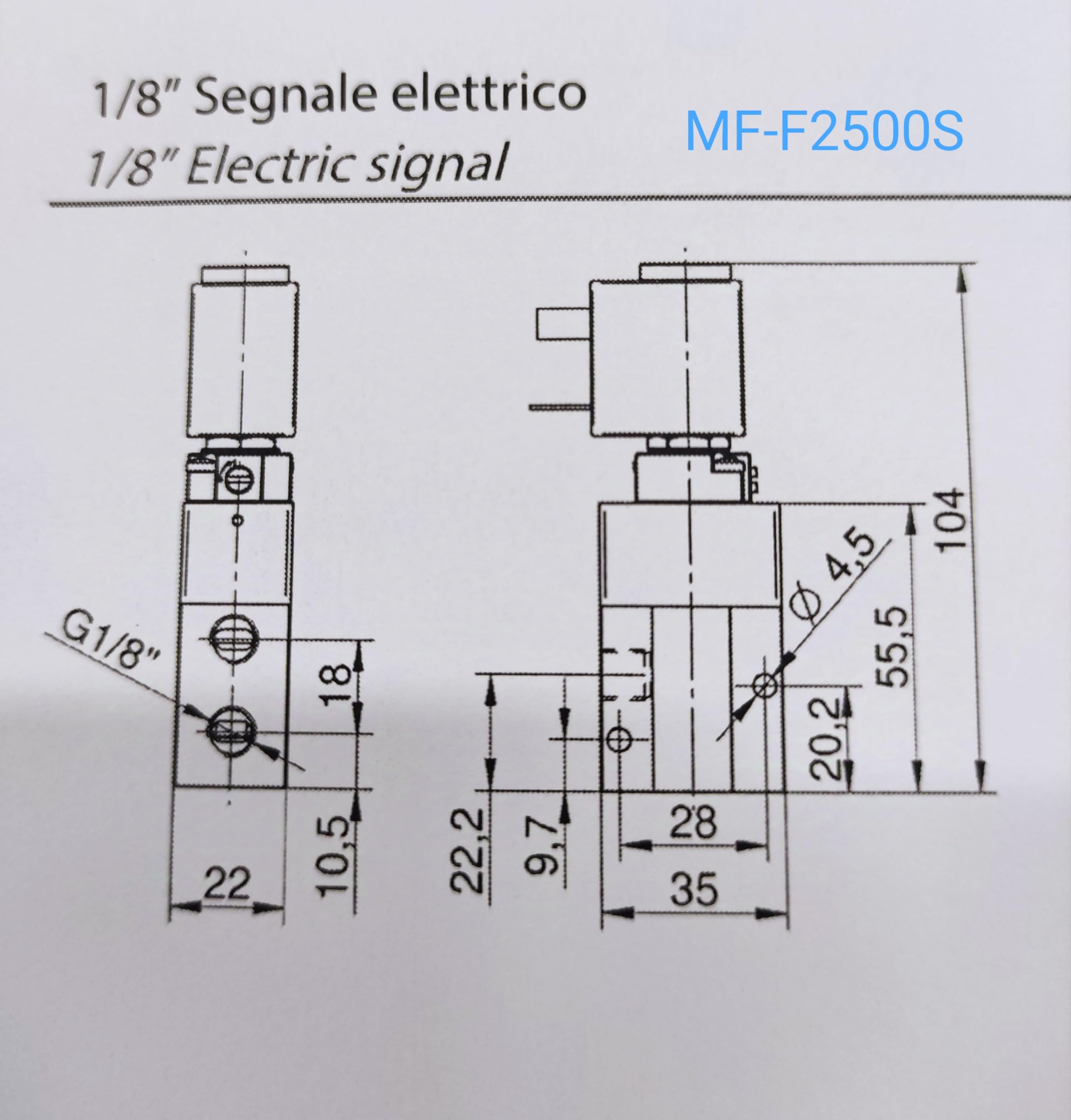 ELETTROV. MF-F2500S 3/2 Auslass G1/8" ersetzt Univer AF-2500