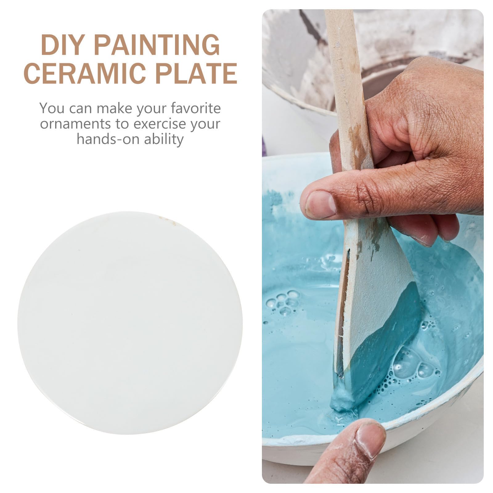 UKCOCO Placa de Cerámica Redonda sin Esmaltar para Pintar DIY
