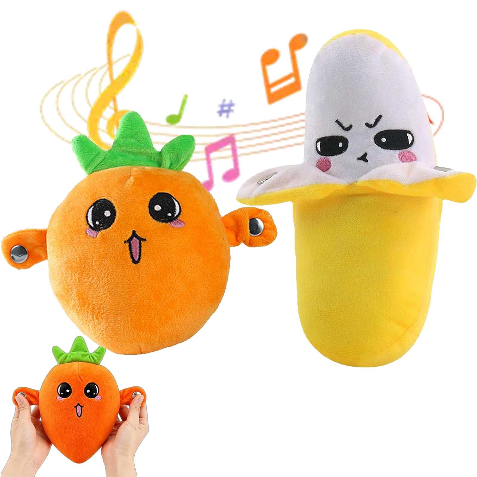 2026 New Interactive Music Plush Toy, 24cm Soft Interactive Banana Toy, Touch-Sensitive Fruit Plush with Sound Features, Induction Singing Sensory Toys for Kids Early Education Play Fun (2A)