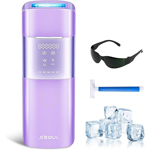 Xsoul Laser Hair Removal with Sapphire 5℃ Ice Cooling, Painless & Permanent IPL Laser Hair Device for Women Men, 2 Modes, 5 Levels, 999,999 Flashes, at Home Hair Remover for Bikini, Armpit & Face