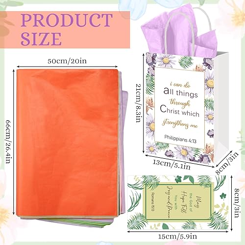 Miniatura 3 de 150 bolsas de regalo de papel con versículos bíblicos de Navidad, a granel con tarjeta, bolsa de fiesta religiosa con asa, envoltura cristiana