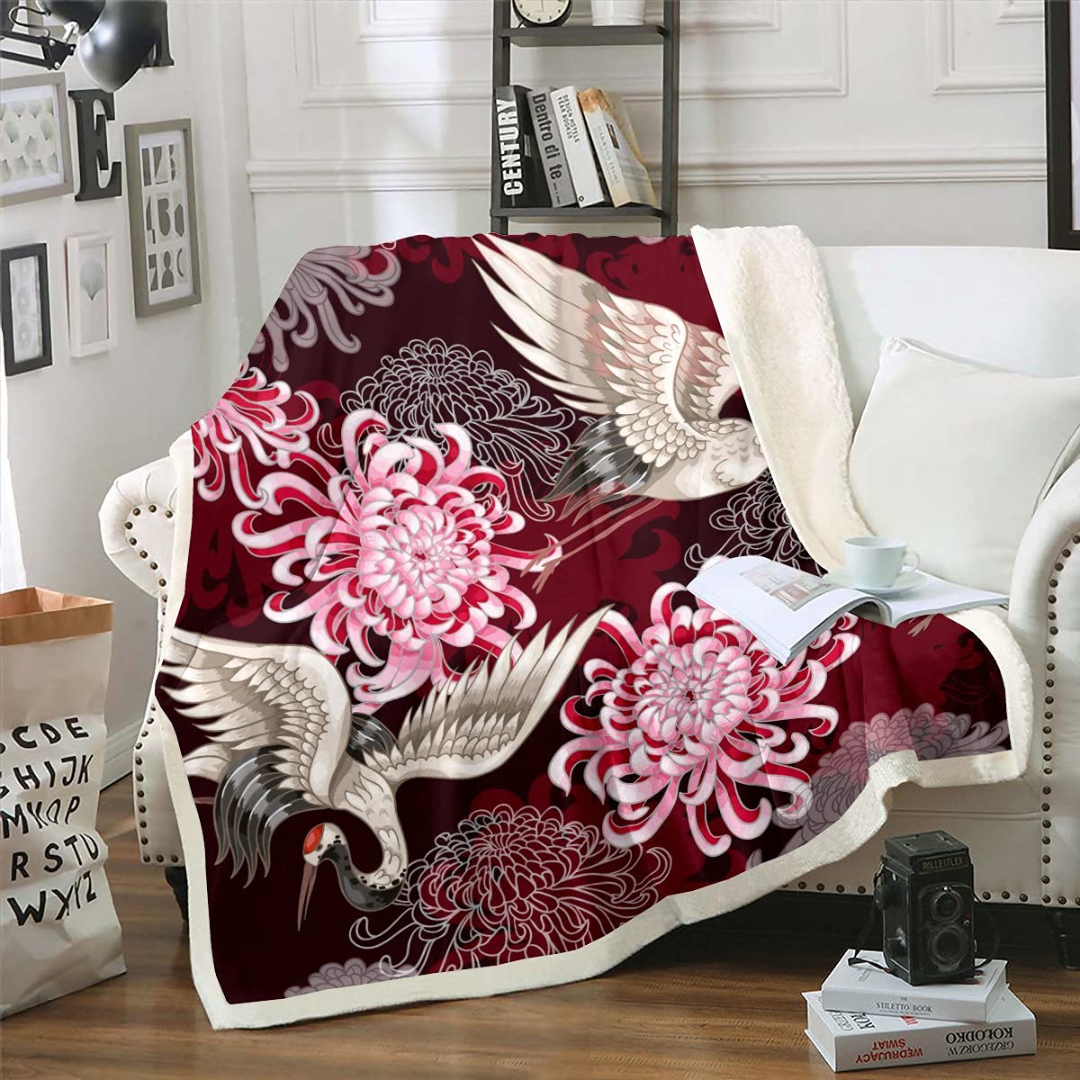 Loussiesd - Coperta in pile con motivo girasole, motivo floreale
