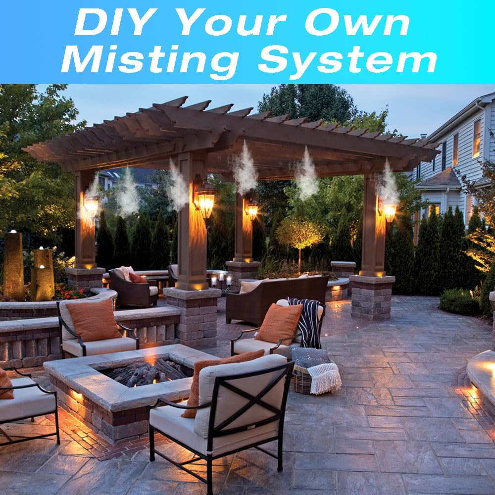 H&G lifestyles 1/2 Inch PVC Mist Nozzle Misting System for Patio Outdoor Mister Coupling PVC Split Section with Mist Nozzle (Pack of 20)