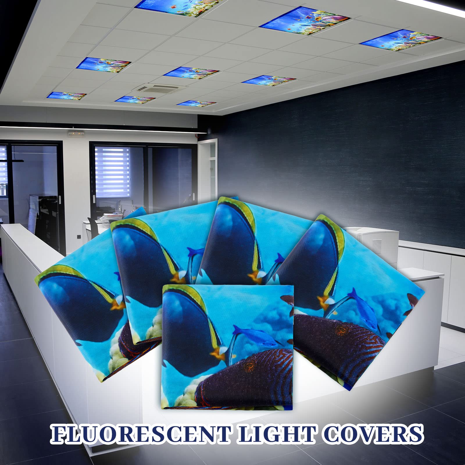 4 Stück Fluoreszierende Lichtabdeckungen Mit Magneten – Wolkenmuster, 120x30 Cm, Für Klassenzimmer, Büro & Krankenhaus