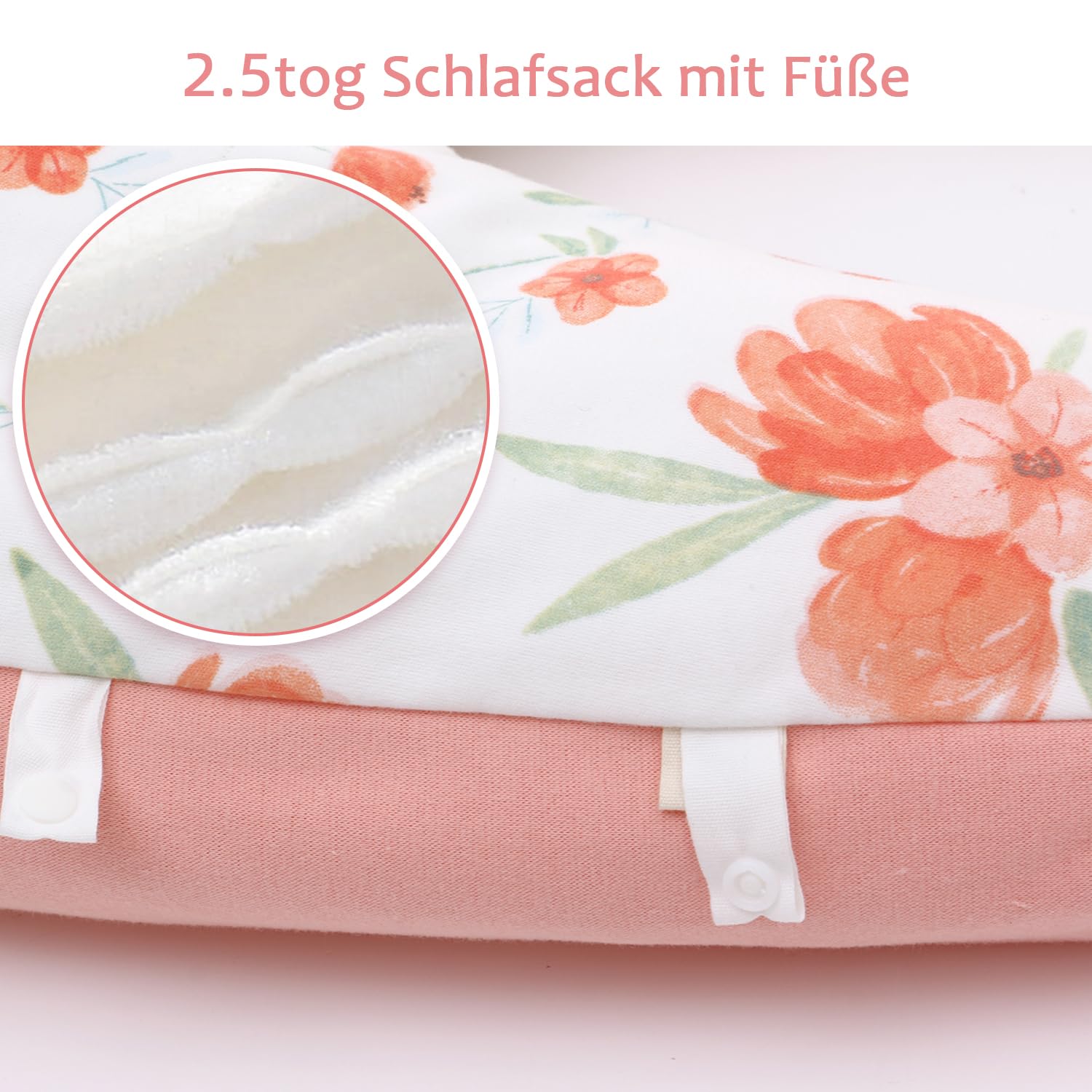 Sacco Nanna Con Piedini Unnivoll - Cotone 1.0 Tog, Estivo, Rosa Nuvola, 100 Cm Per Bambini