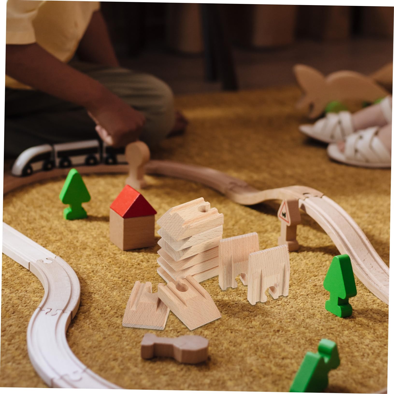 Toyvian 50stücke Teiliges Holzschienen Für Eisenbahnspielzeug Gerade Gleise Mit Concaven Design Kompatibel Mit Gängigen Holzbahnsystemen Für Kreative Spielwelten