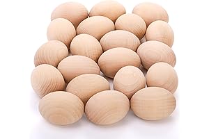 ZEAYEA 20 Pieces Unfinished Wood Eggs for Hen Nesting & Enriching DIY Crafts