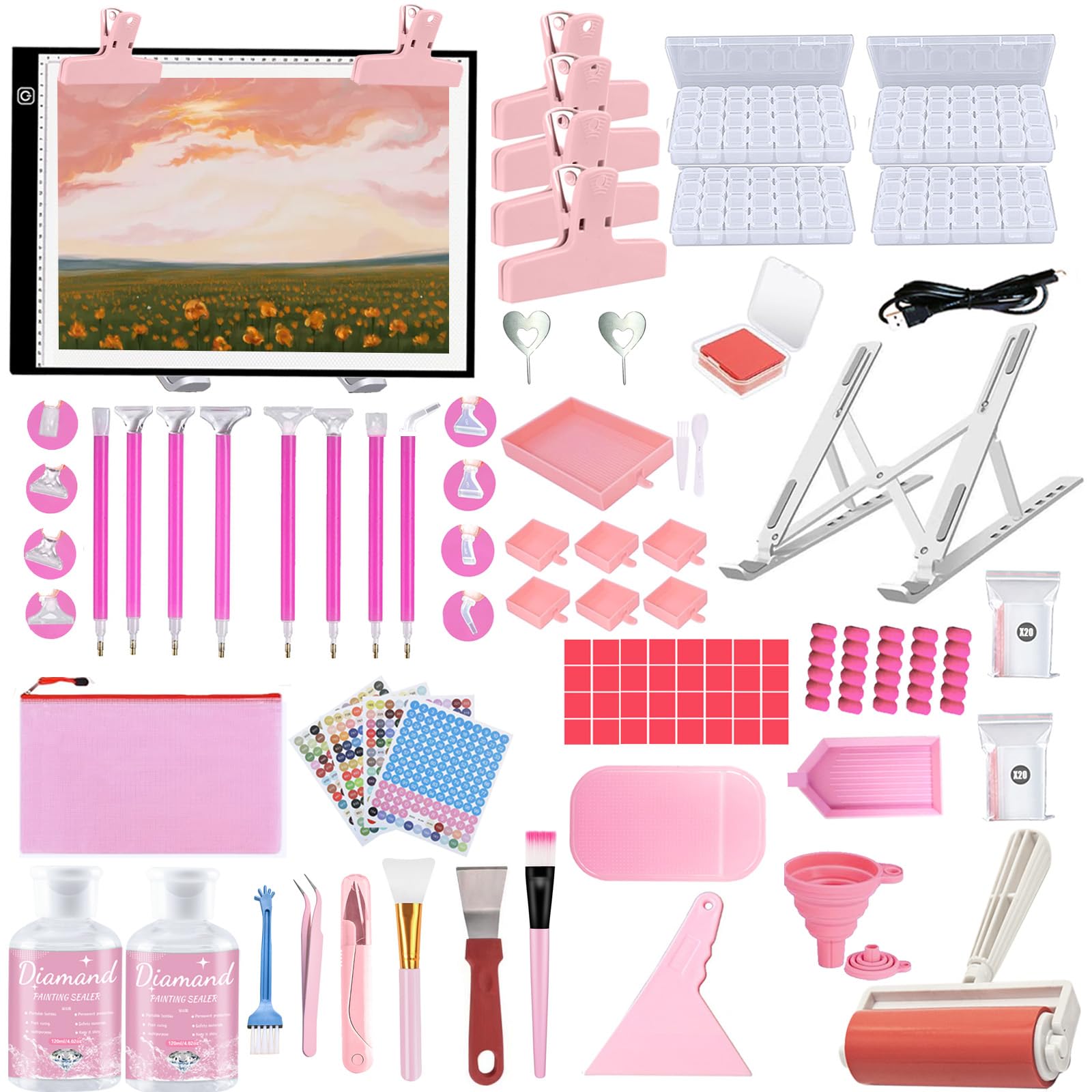Diamond Art Kit - Complete Accessories & LED Light Pad -10