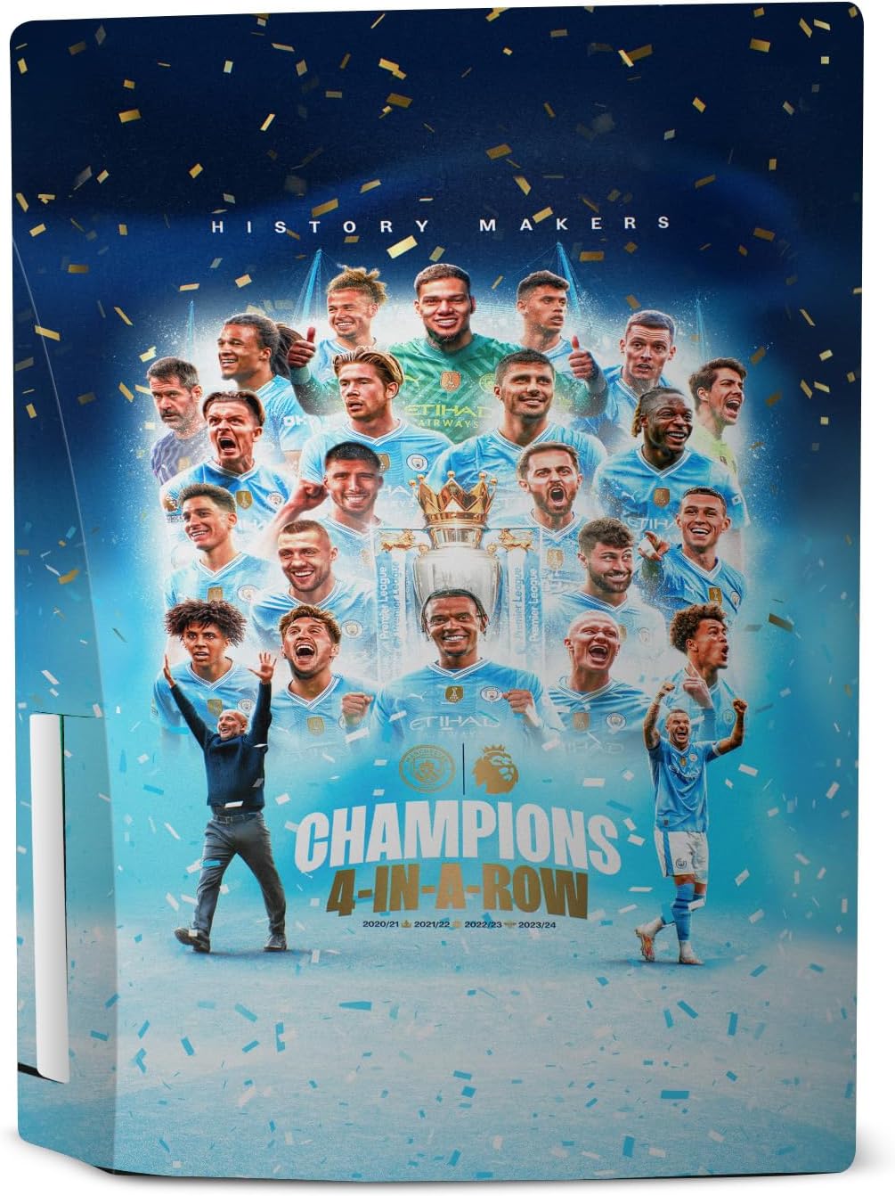 Head Case Designs Officially Licensed Manchester City Man City FC Team Poster 2024 Champions Vinyl Faceplate Sticker Gaming Skin Decal Cover Compatible with PS5 Disc Console & DualSense