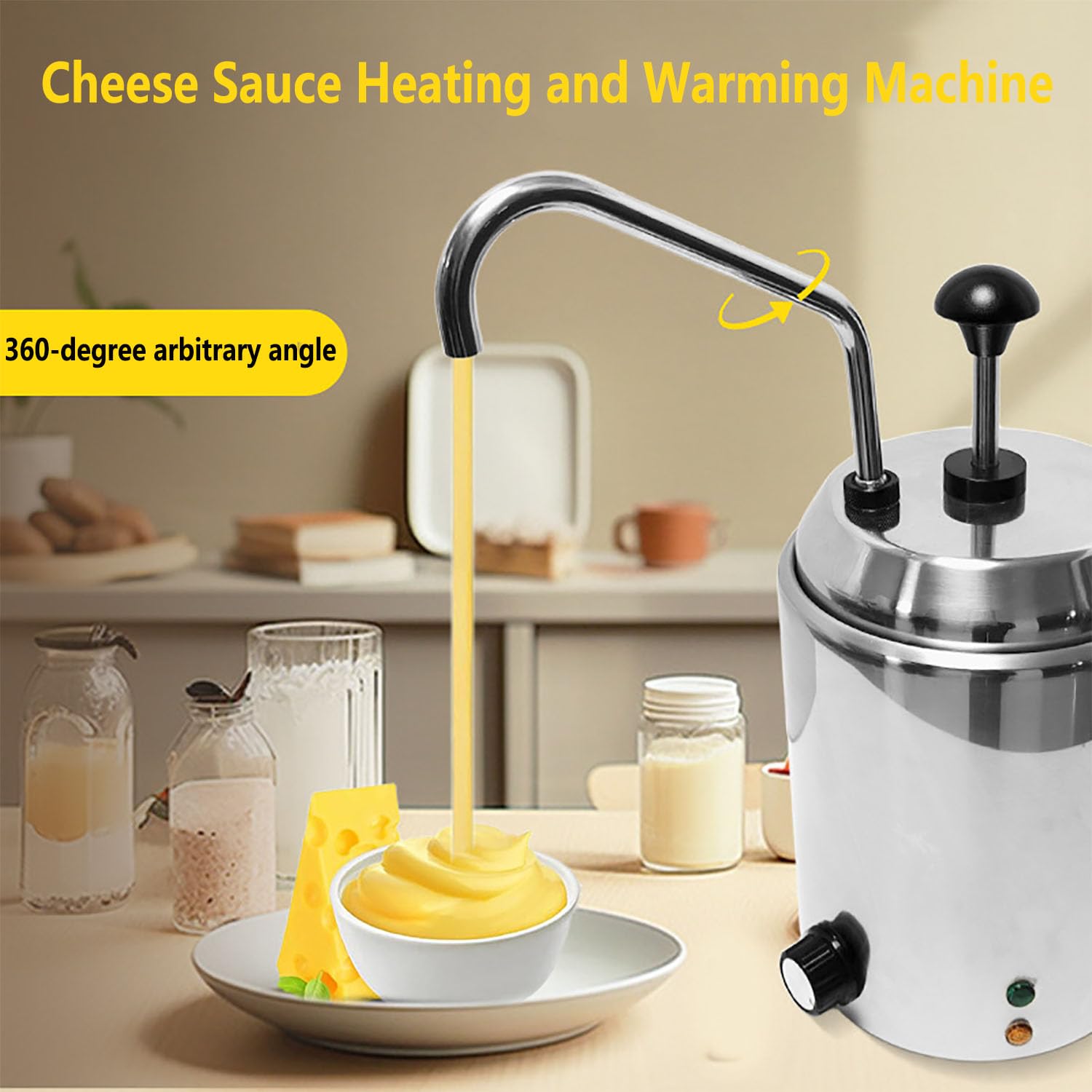 Máquina de templado de queso comercial con puerto de descarga ajustable de 360 grados, calefacción circulante, rango de 30-85 °C para dispensador de chocolate, mantequilla y queso caliente