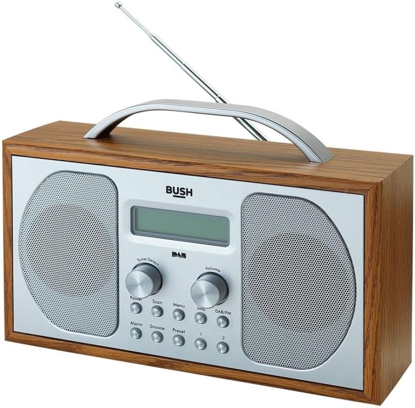 BUSH DAB/ FM STEREO RADIO IN A WOODEN CABINET