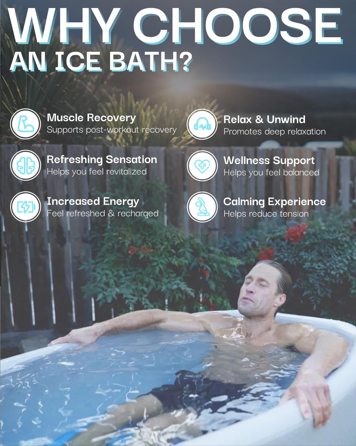Inflatable Reclining Ice Bath Tub for Athletes Water Chiller Compatible Ergonomic Cold Plunge Tub for Recovery with Insulated Lid, Groundsheet, Backpack, Drop Stitch Construction, 120 Gallon