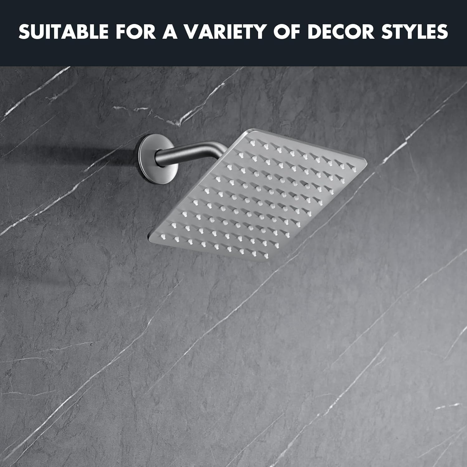 Rainfall Shower Head, Square Rain Shower Head Set - Ultra-Thin Design High Flow Stainless Steel Large Rain Shower Heads with Shower Arm and Flange (8-Inch, Brushed Nickel) M-RSH-S-BN