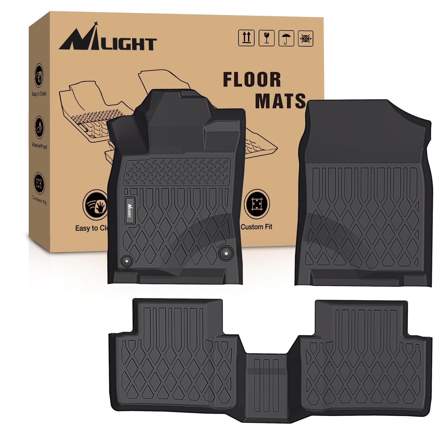 Nilight TPE Floor Mats for Honda Civic Coupe Sedan Type R 2016-2021, Civic Hatchback 2017 2018 2019 2020 2021,All Weather Custom Fit Heavy Duty Floor
