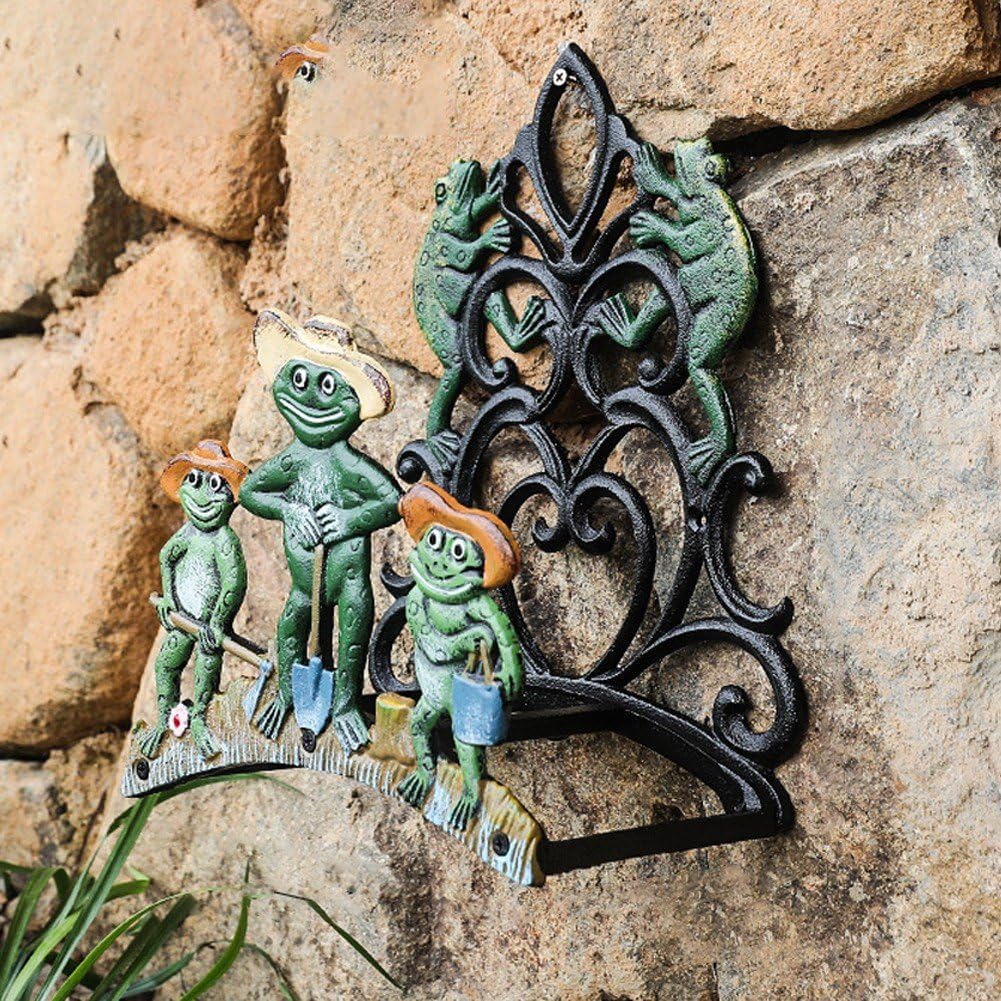 Supporto per Tubo Giardino Supporto per Tubo 'Acqua in Ghisa di Grande capacità a Parete per Esterno, Tubo per Irrigazione Giardino Supporto in Metallo Robusto Gancio per Tubo