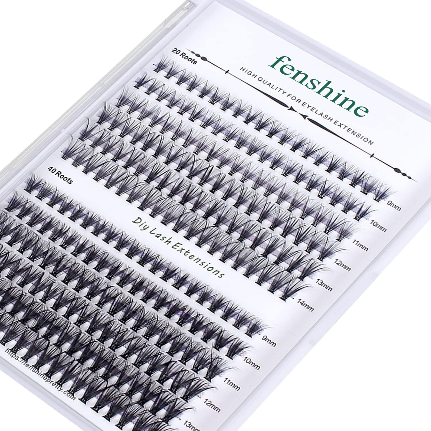 Fenshine Ciglia Finte Naturali Ciuffetti Estensione Ciglia Individuali D Curl Lunghezza Mista Ciglia a Grappolo DIY Individuali (20D+40D Eyelash Kits)