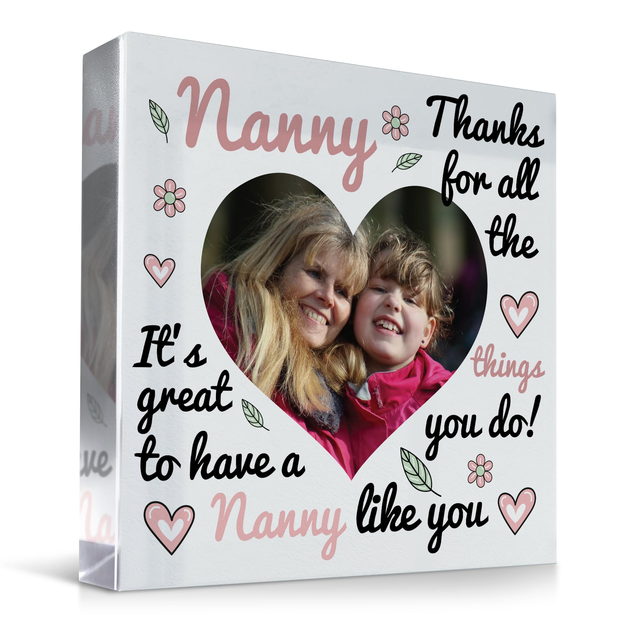 Red Ocean Personalised Nanny Gift, Photo Plaque, Thank You Gift For Nanny, Gifts, Mothers Day, Birthday, For Her, From Granddaughter, From Grandson, Thank You